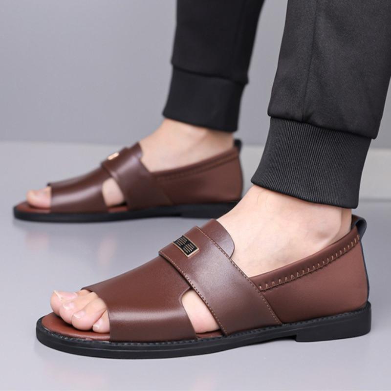 Fashion Fashion Men's Sandals High Quality Cowhide Leather Sandals Summer Peep Toe Beach Sandals for Men Outdoor Casual Sport Sandalias