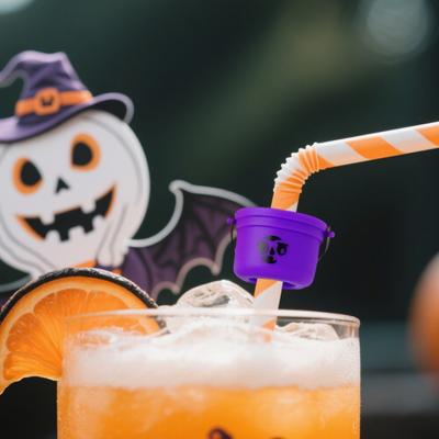 Yousheng Halloween Pumpkin Bucket Straw Topper Drinking Straw Cap for 30oz & 40oz Tumblers Reusable Straw Lid Cover Spooky Drink Accessory for Parties