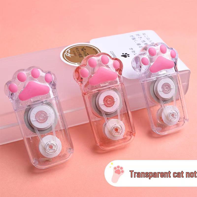 Portable Cat Paw Correction Tape - Cute, Creative, Large Capacity, Transparent, Mini Study Supplies for Students