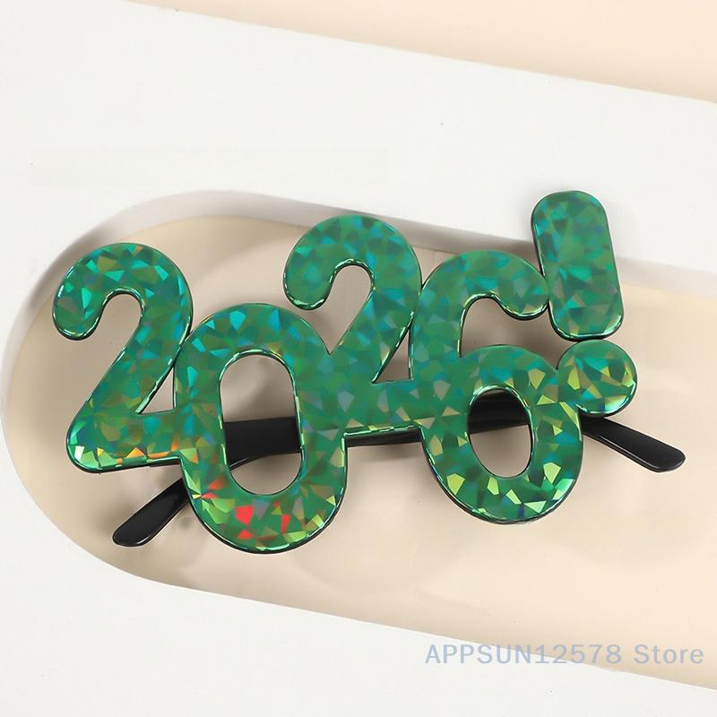 2026 Number Eyeglasses Happy New Year Glasses Diamond Glitter Sunglasses Cosplay Prop Xmas Party Decoration Funny Glasses