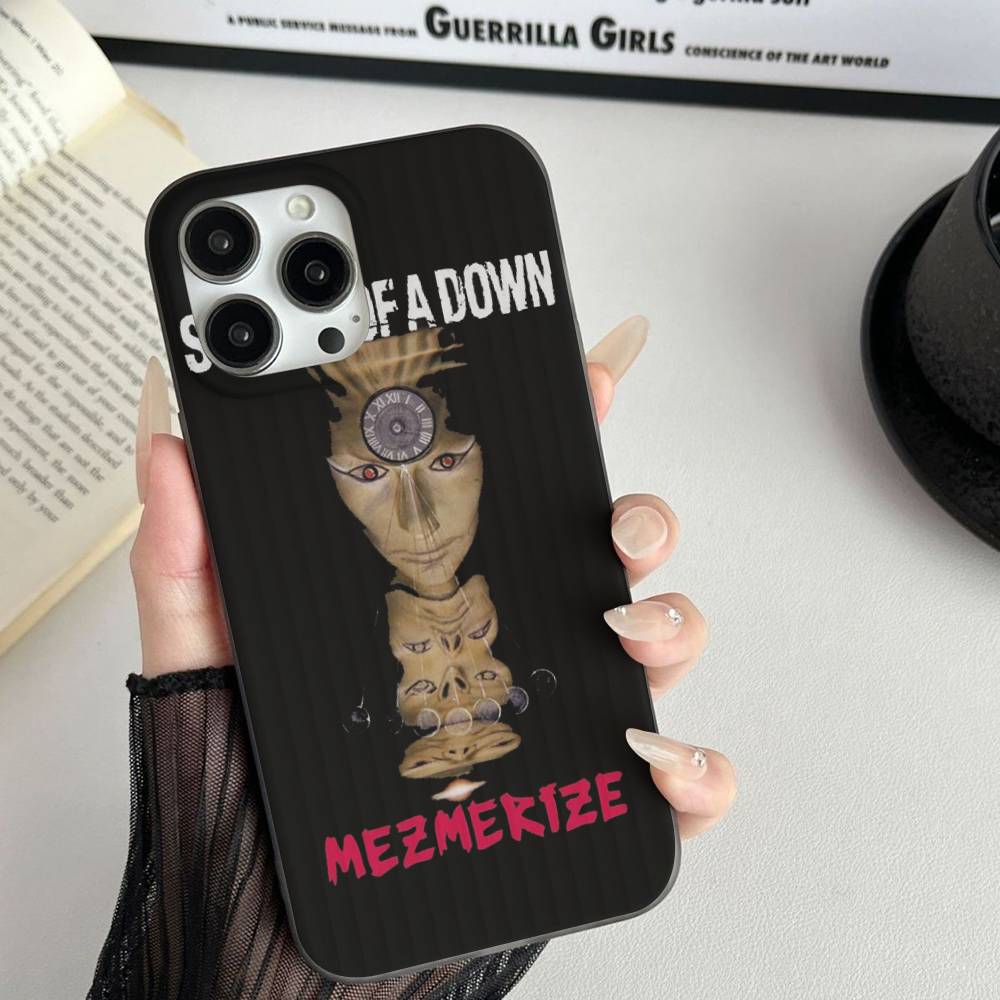 Metal Band System Of A Down Phone Case For IPhone 17 16 15 14 13 12 11 Corrugated Frosted Soft Cover Anti-Slip