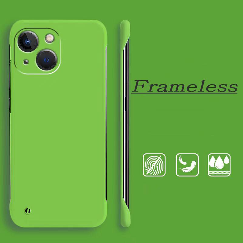 Fashion Slim Frameless Cover for iPhone 16 Pro Max 15 Plus 14 13 12 11 Pro X XR Xs Max 7 8 Plus SE2 SE3 Case Cover Hard Scrub PC Candy Color