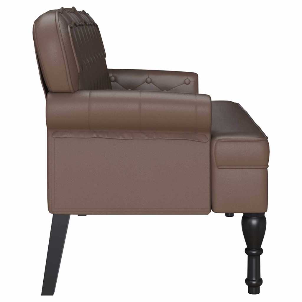 Chesterfield Bench Brown 119.5 X 64.5 X 75 Cm Faux Leather
