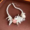 Resin Beach Necklace Jewelry Petal Pearl Beaded Choker Fashion Iris Flower Pendant Necklace  Gift