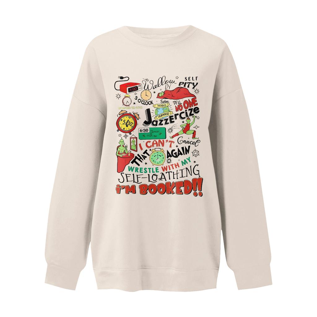 Women's Fashion Long-Sleeve Pullover Sweatshirt With Fun Christmas  Print