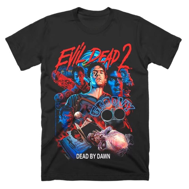 Evil Dead TShirt Unisex Ummer Groovy Dead By Dawn Cult Horror Graphic Short Sleeve Streetwear Loose Fit s Horror Fan Tee