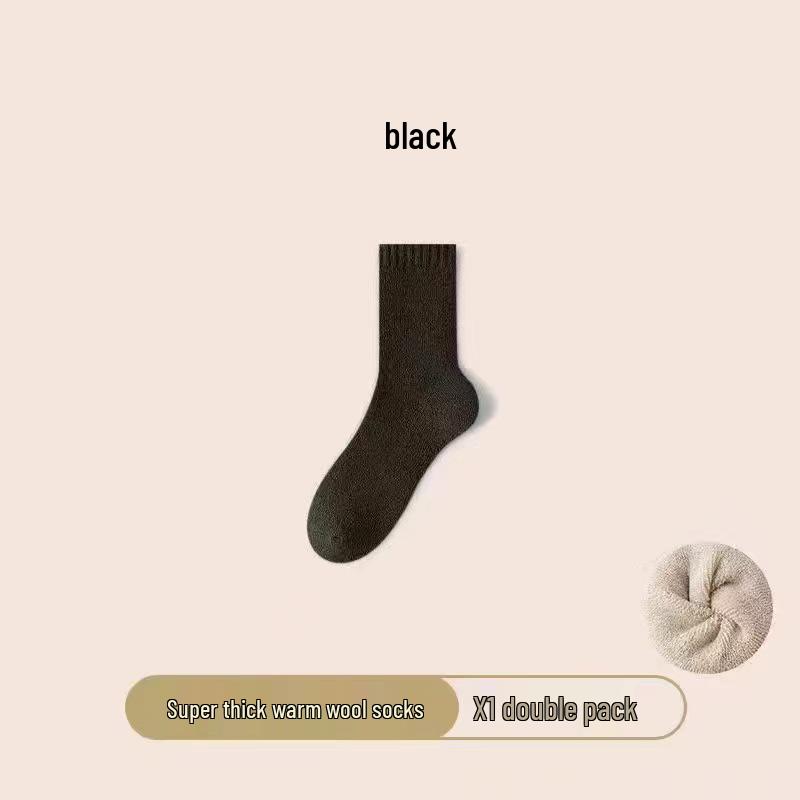 Heated Mid-Calf Wool Ski Socks - Unisex, Thick, Plus Velvet, Warm for Autumn/Winter Sports One Size