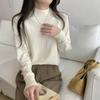 Solid Color Semi-turtleneck Knitted Bottoming Shirt Women's New Sweater Loose Andy Fleece Warm Inner Top