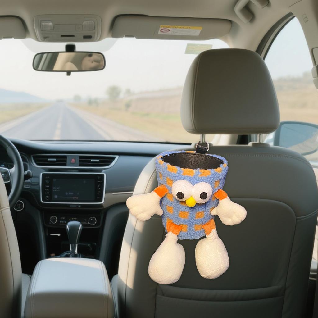 Car Trash Can And Tissue Box Combo, In-car Storage Bucket, Hanging Umbrella Storage, Cartoon And Quirky