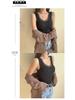 Women's Slim Elastic Chest-Pad Warm Vest with Velvet Suspender, Autumn/Winter Base Layer.