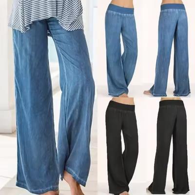 Liela izmēra džinsi Sieviešu plānas, platas bikses Ikdienas ielas apģērbs Vintage Baggy džinsi Modes bikses Pantalones