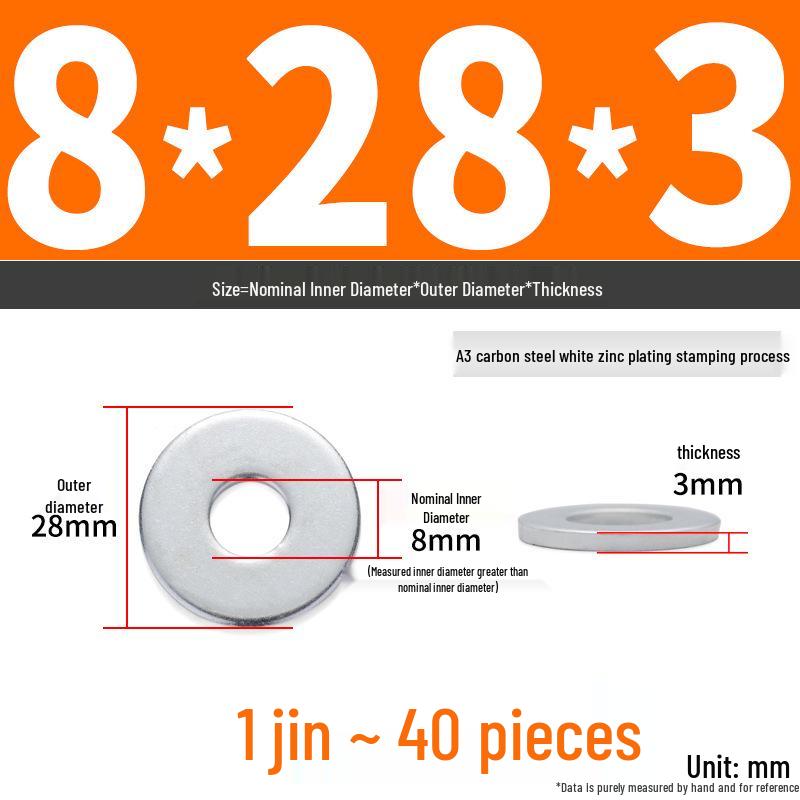 Extra Large Galvanized Metal Flat Washer - Thickened Round Screw Washer M6-M16
