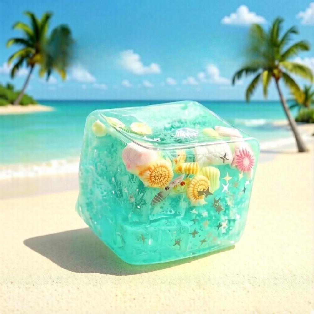1 Stuks Gesimuleerde Oceaan Schelp IJsblokje Squishy Zacht Langzame Terugslag Draagbaar Stressverlichtend Speelgoed Voor Dagelijkse Ontspanning Bureau Decoratie En Vakantiecadeau blauw