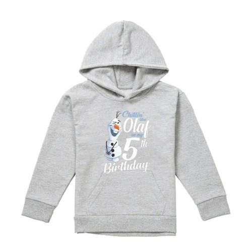 Frozen Childrens/Kids Chillin Like Olaf Heather 5th Birthday Pullover Hoodie