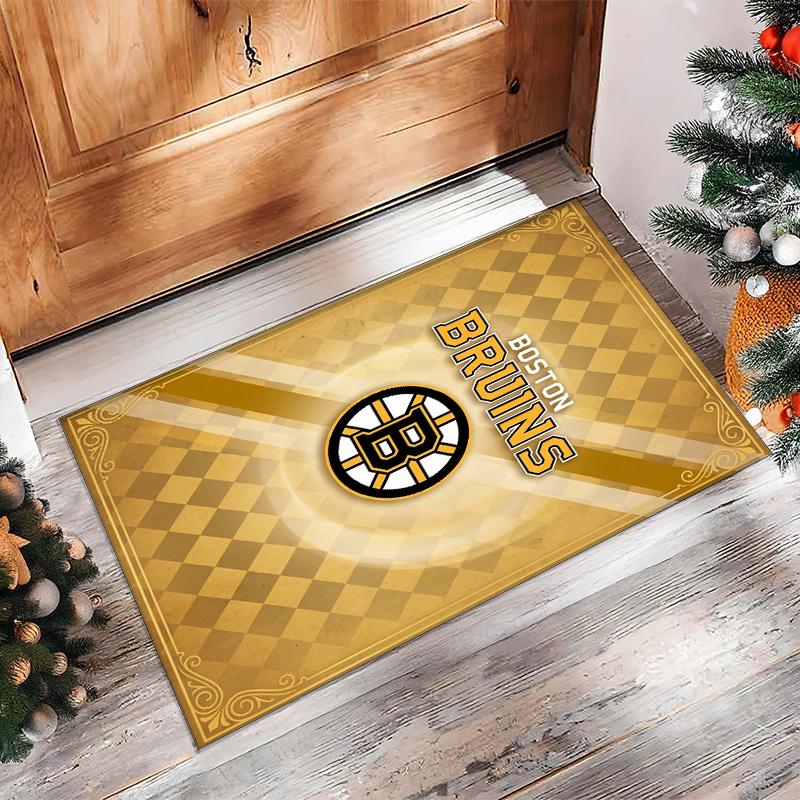 Tappeto in Velluto di Cristallo Boston Bruins Morbido Anti?Tappetino Antiscivolo Comodo per Casa Soggiorno Camera da Letto Tappeto Decorativo