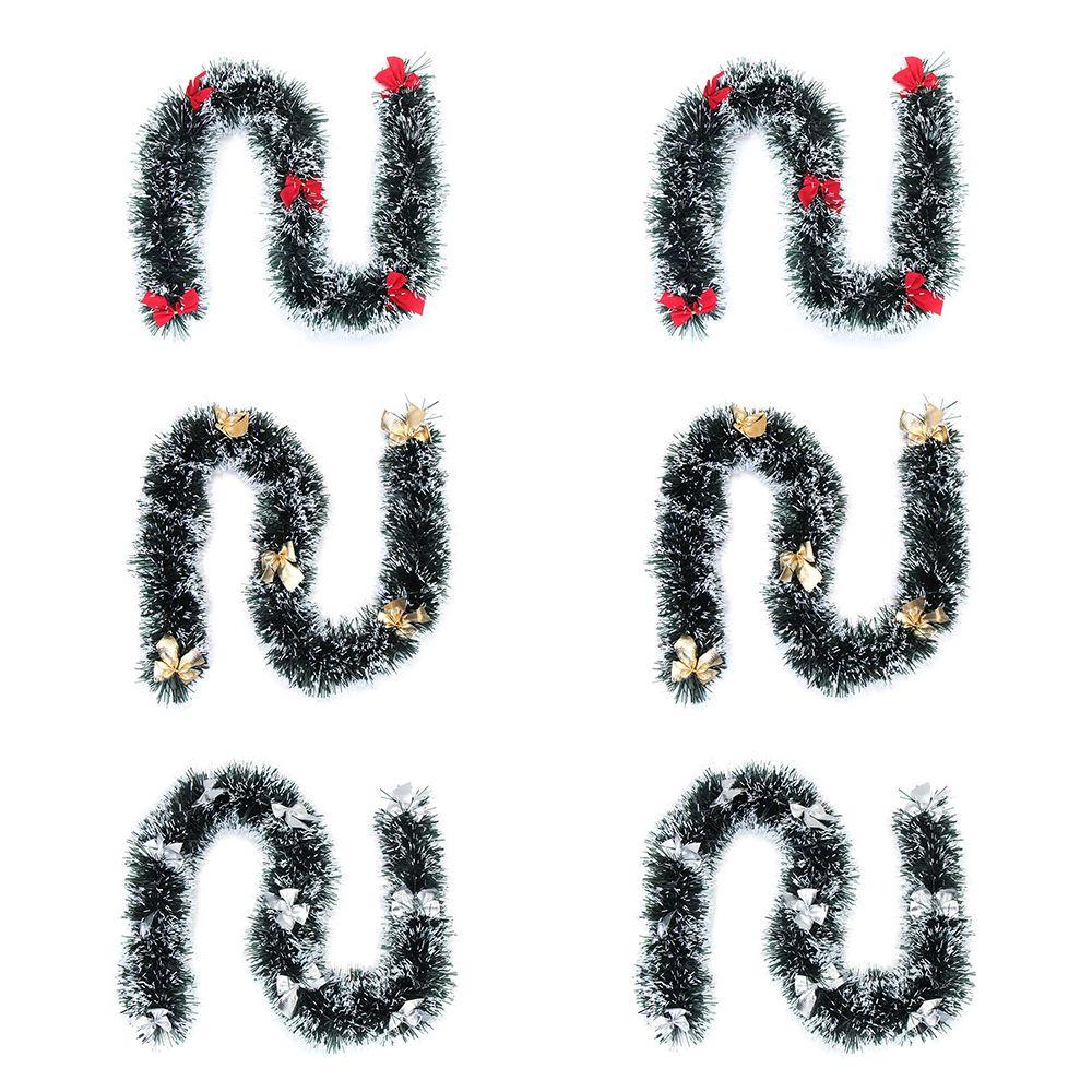 

Year Christmas Tree Ornament String With Bowknot Snowflake Strips Ribbon Garland Dark Green Ribbon