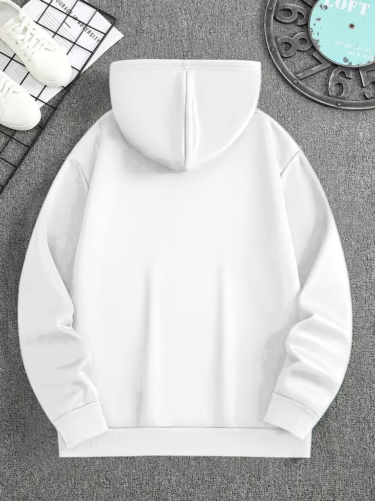Varsity inspired men hoodie with Boston EST.1997 curved letter printing, Hip Hop Sports campus casual daily sweatshirt
