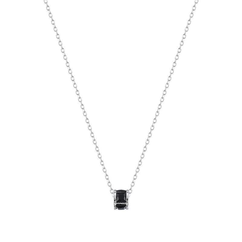 Collier Cylindrique Diamant Noir pour Femmes Design de Niche d'Été Collier Taille Fine Nouveau Style pour Femmes