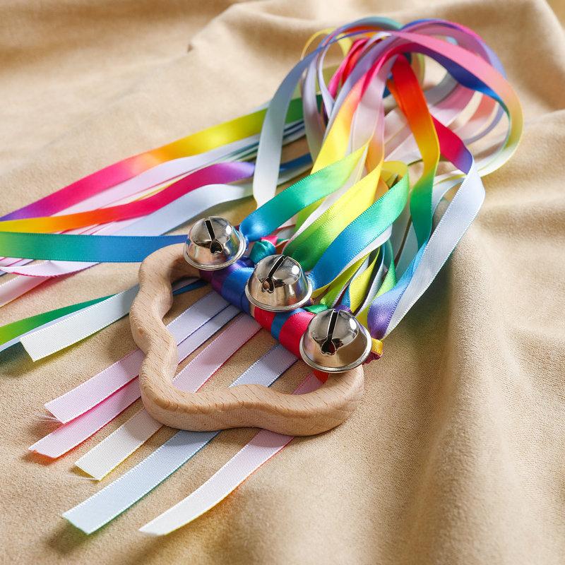 Sensory Toy Non-Toxic Baby Ribbon Ring Newborns Develop Color Recognition Sensory Toy