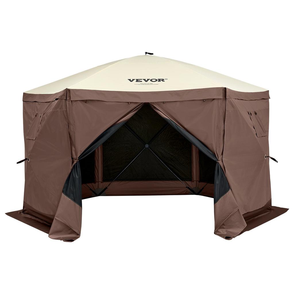 VEVOR Pop Up Gazebo Tent, Pop-Up Screen Tent 6 Sided Canopy Sun Shelter with 6 Removable Privacy Wind Cloths & Mesh Windows