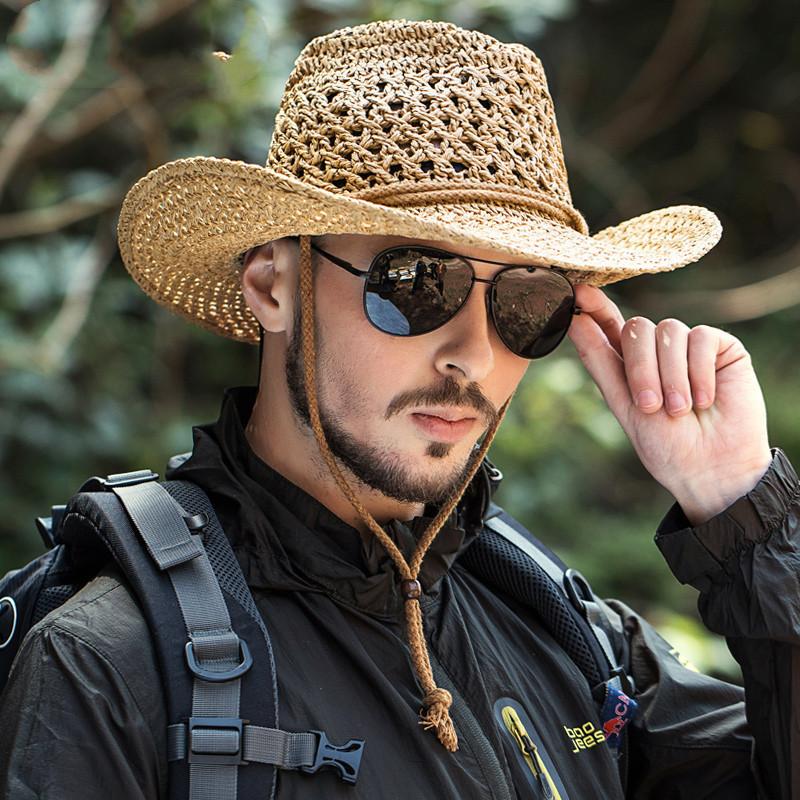 Mountaineering Visor Fishing Cowboy Sun Big Eave Hat Summer Men's Hat Men's Outdoor Travel Straw Hat
