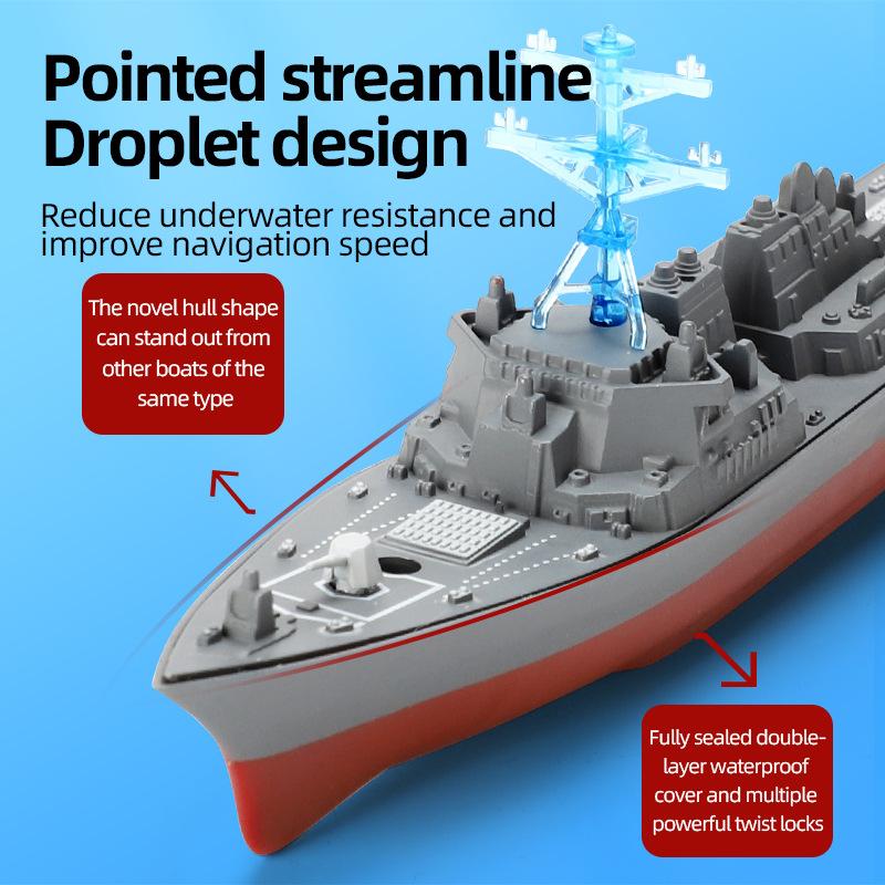 2.4G Rc Boat High-Speed Remote Control Ship Simulation Warship Model Mini Battleship Toys Children Model Toy for Boys Kids Gift
