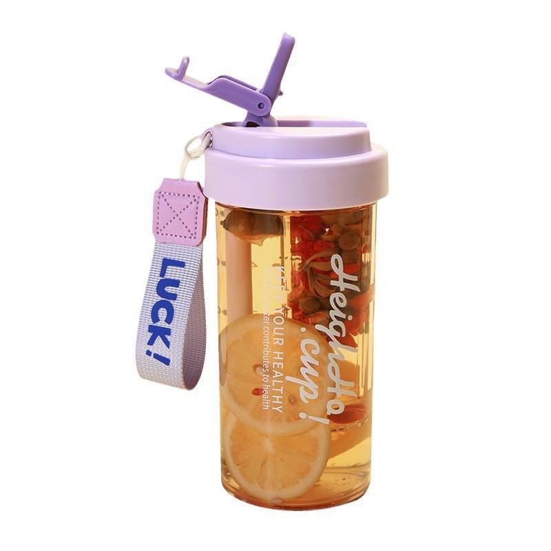 Scented Tea Plastic Cup Student Water Cup Female Portable High-value Straw Cup High Temperature Resistant Tea Compartment Free Kettle