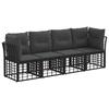 Outdoor Sofa Set Black Polyester