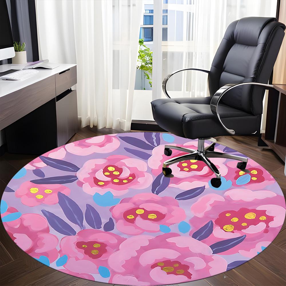 1pc Floral Pattern Chair Carpet for Office - Durable, Ideal for Chair Mats, Stylish & Functional Decorative Rug Yy260203056
