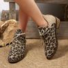 Autumn and winter pointed square heel women's shoes large size leopard print rear zipper fashion women's short boots