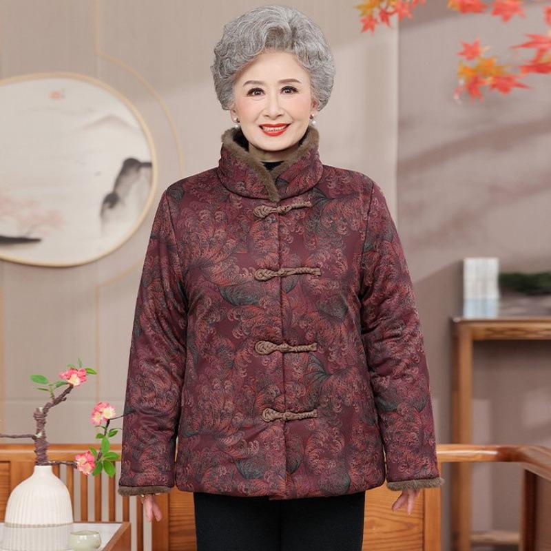 Winter Warm Cotton-padded Clothes Piled and Thickened Cotton-padded Clothes Old Lady Winter Coat Cotton-padded Jacket