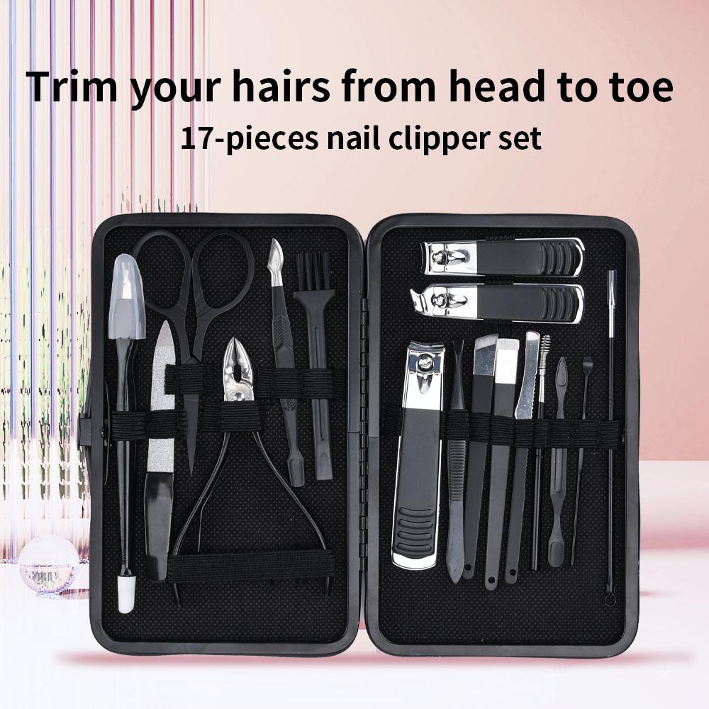 Trending Products 2024 Stainless Steel Nail Clipper Manicure Set With Leather Zipper Bag