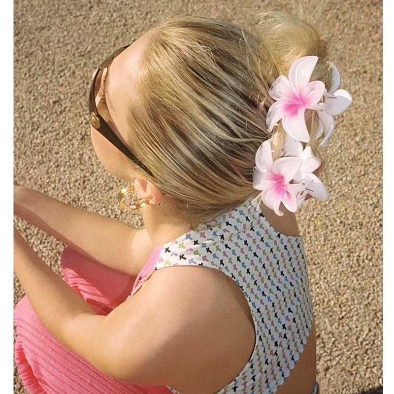 Frangipani Flower Hair Clip for Women’s Half-Tie Hairstyles