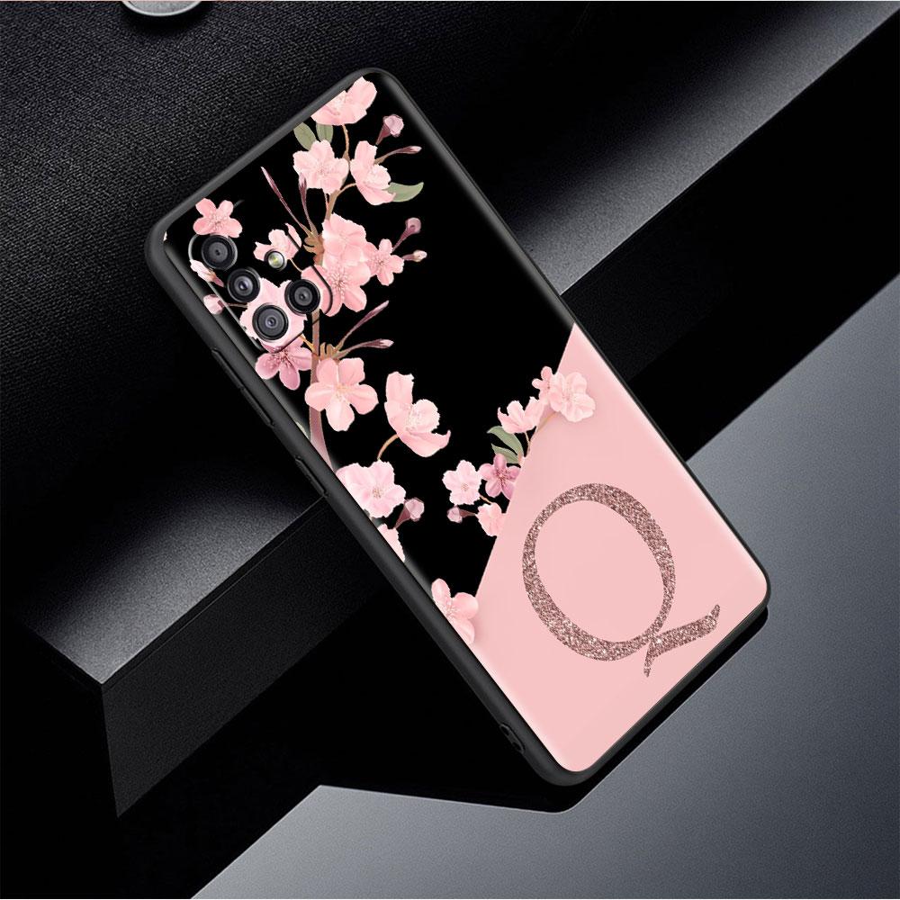 Husă Pentru Samsung Galaxy A52 A12 A32 A51 A21s A71 A13 A53 A22 A31 A72 A03 A02s Carcasă Telefon Personalizată Floare de Cireș Inițiala M
