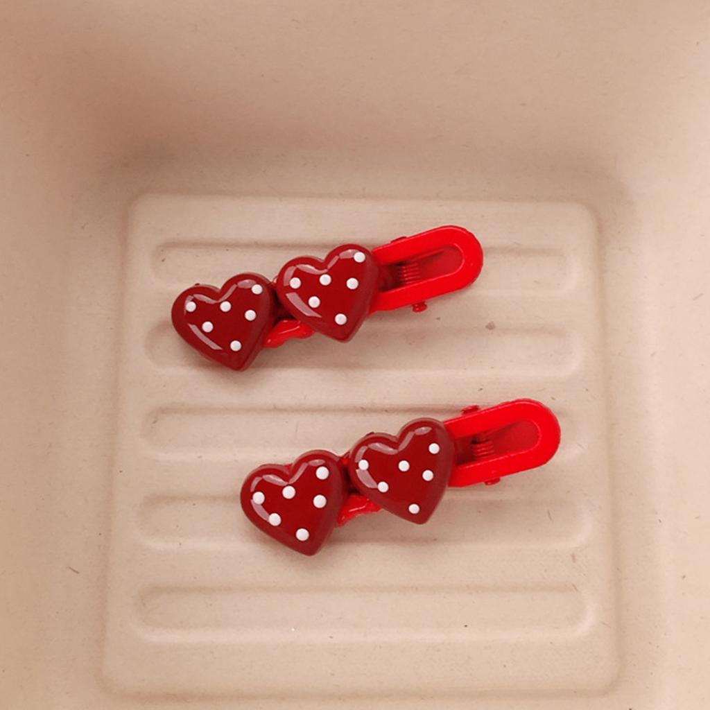 Red Heart Polka Dot Hair Clip Made Of Eco-Friendly ABS Plastic For Everyday And Holiday Use