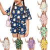 Kids Casual Short Sleeve Shirt and Shorts Set Animal Print Lightweight Soft Fabric Comfortable Fit Summer Outfit for Boys and Girls