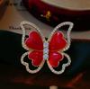 Beautiful Red Dripping Oil Butterfly Brooches for Women Elegant Rhinestone Enamel Pins Available Office Party Accessories Gifts