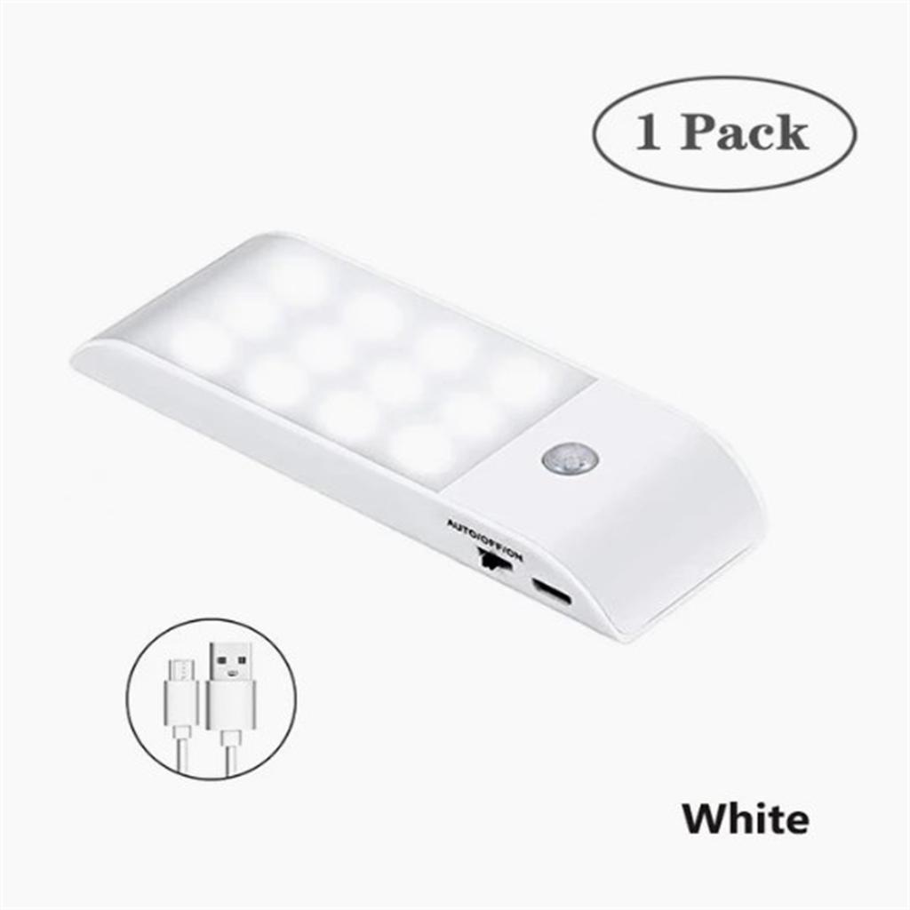 PIR Motion Sensor LED Night Light Rechargeable Creative Home Stick-on Wardrobe 12 High Brightness Automatic Sensing Cabinet For Bedroom Hallway