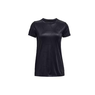 Camiseta Informal Recta con Logo de Atletismo para Mujer Tops Negro 1366965-590