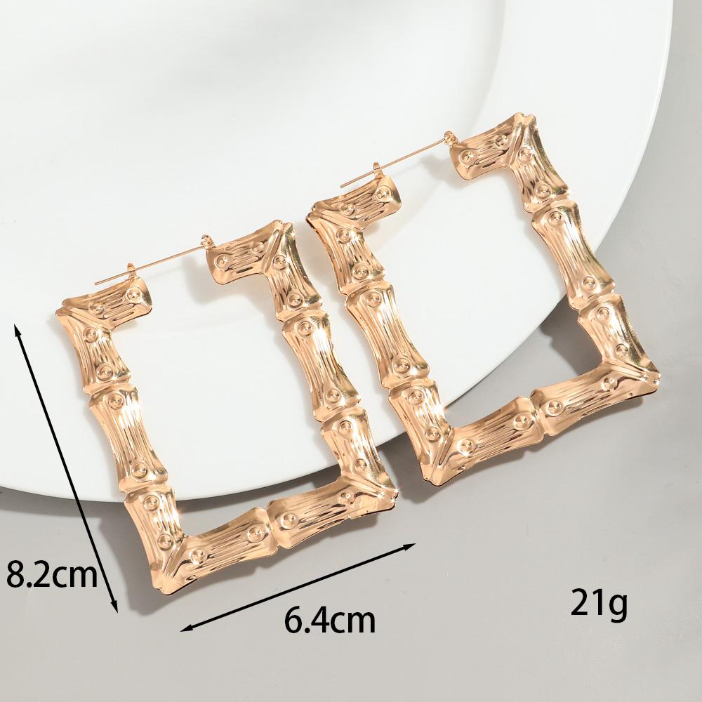 HipHop Gold Sliver Color Bamboo Round Hoop Earrings for Women Statement Big Circle Heart Star Geometric Earings Party Jewelry