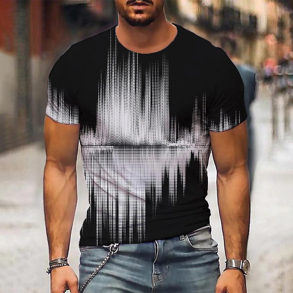 Pánské tričko Grafika 3d O Neck Černá Bílá Pruhy Oversized oblečení Ležérní Denní Top Streetwear Oblečení s krátkým rukávem Oblečení