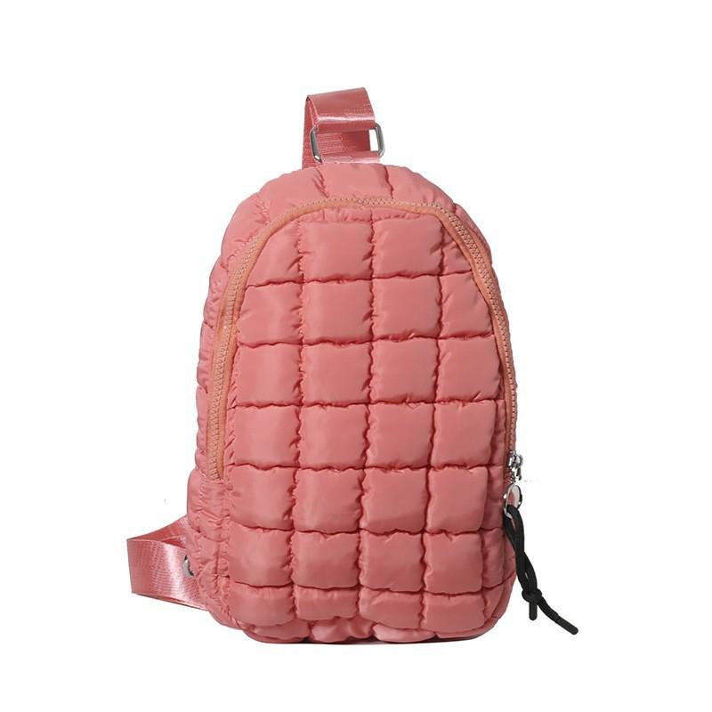 

Quilted Lattice Nylon Cloth Chest Bag Trend Cross-body Sports Outdoor Riding Large Capacity Waist 32x8x20 кавун червоний колір