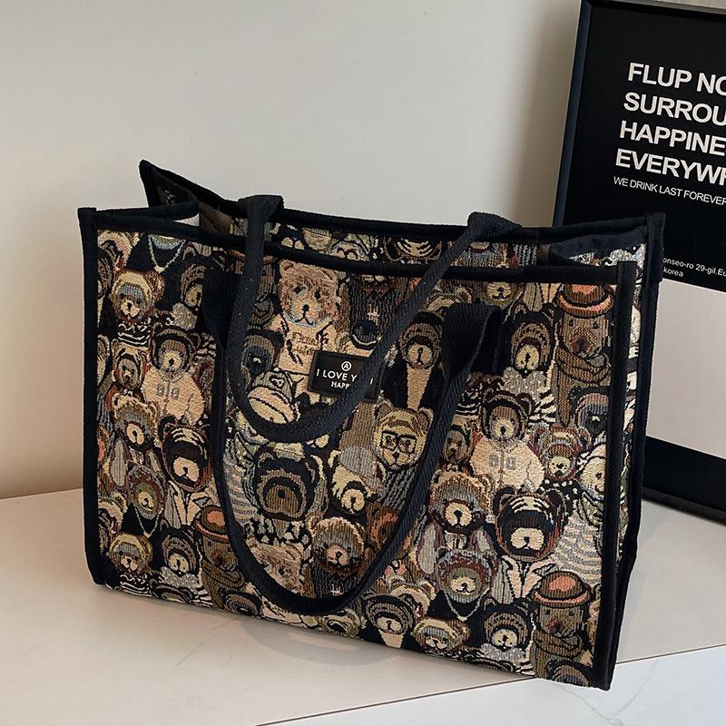 Summer Women's Bag Women's New Large Capacity Women's Commuting Canvas Bag Printed Hand Tote Bag Shoulder Bag