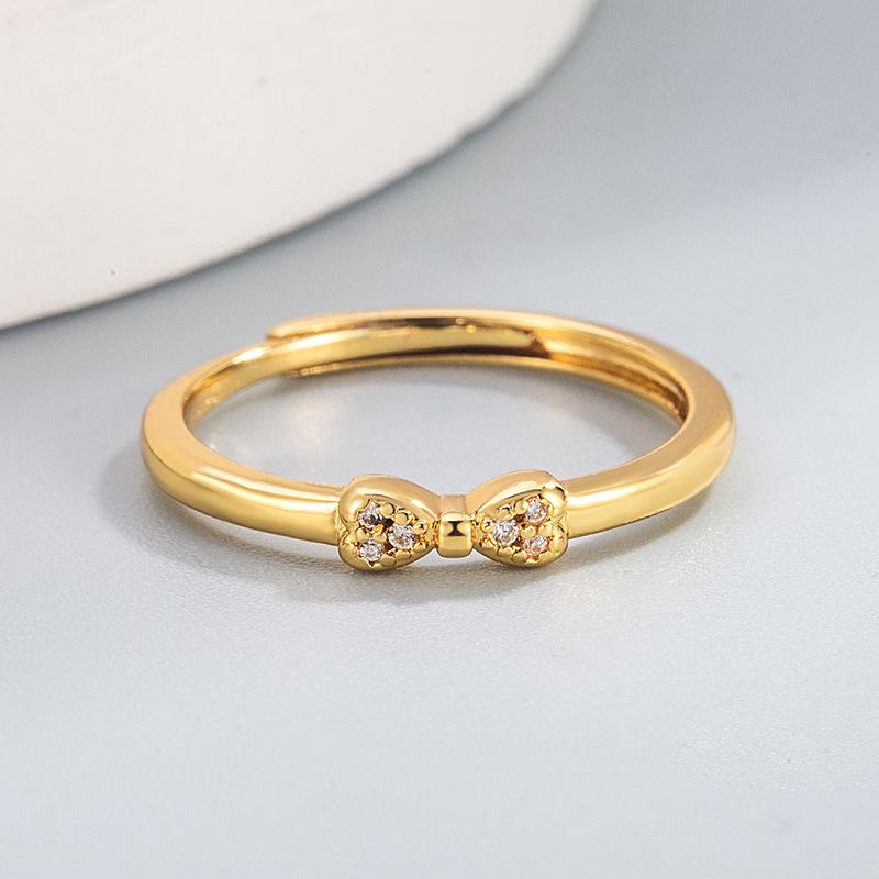 Korean Petite Bowknot Diamond Adjustable Ring for Women