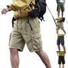 Men Vintage Shorts Cotton Multi Pocket Knee Length Cargo Shorts Streetwear Casual Outdoor Pants
