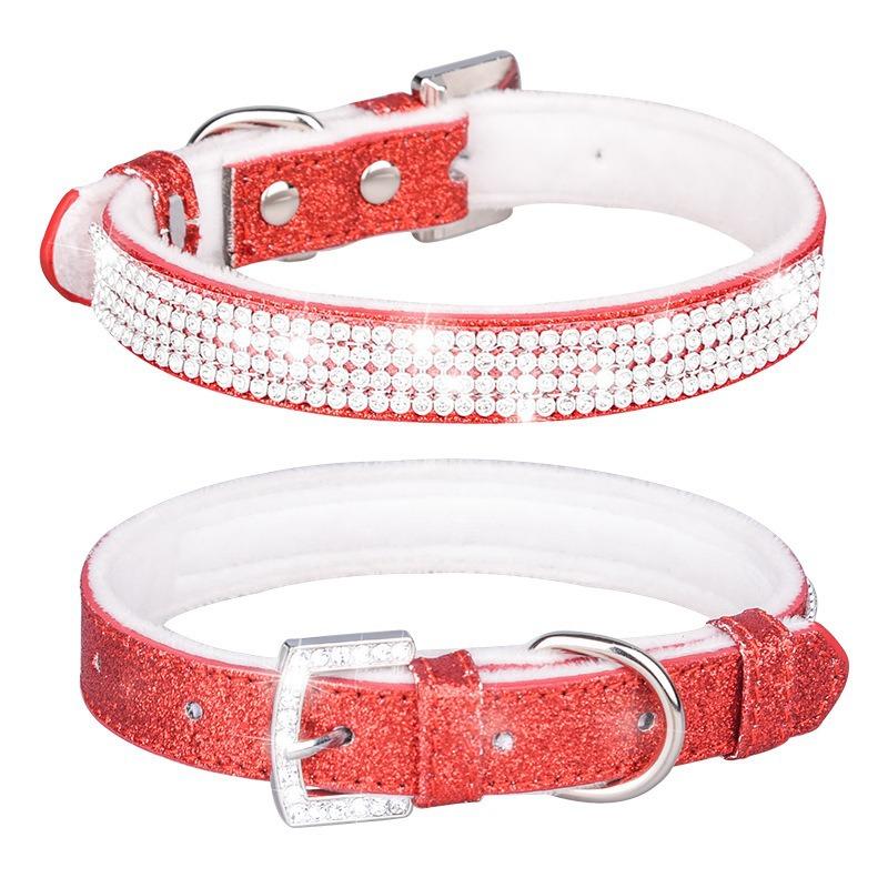 Dog collar Shiny rhinestone Dog collar Soft and comfortable Suitable for large, medium and small dogs Fashion pet collar
