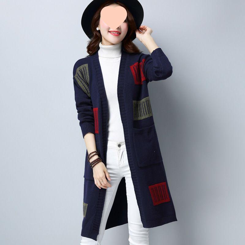 

2025 Spring Korean Style Women s Mid-Length Knitted Cardigan - Trendy Loose Sweater Coat for Young Moms XXL
