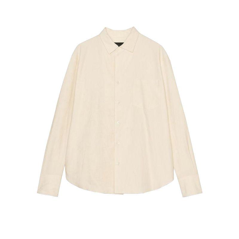 Spring New Women's Clothing Commute Style Lapel Long Sleeves Pocket Decoration Cotton Simple All-Matching Shirt 2360111