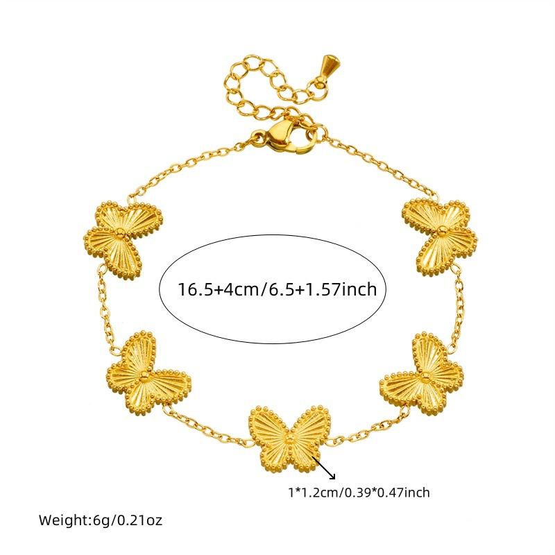 Stainless Steell Butterfly Bracelet Necklace Bracelet Earrings for Women Girl Hand Chain Jewelry Gift