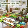 Crystal Velvet Square Rug Custom NamePlants vs. Zombie Pattern Non Slip Home Floor Decor Rug